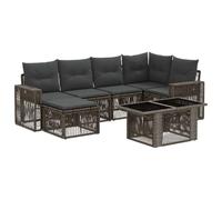 vidaXL Set Divano da Giardino 7 pz Grigio e Grigio Scuro polyrattan