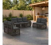 vidaXL Set di divani da giardino, 7 pezzi, grigio e grigio scuro, divano da giardino moderno, resistente alle intemperie, set modulare, cuscini in schiuma, ideale per terrazze ed esterni