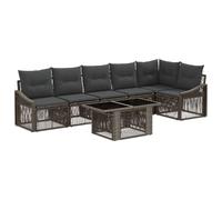vidaXL Set Divano da Giardino 7 pz Grigio e Grigio Scuro polyrattan