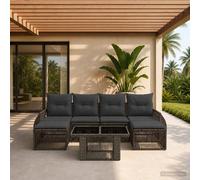 vidaXL Set Divano da Giardino 7 pz Grigio e Grigio Scuro polyrattan