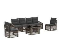 vidaXL Set Divano da Giardino 7 pz Grigio e Grigio Scuro polyrattan