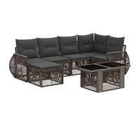 vidaXL Set Divano da Giardino 7 pz Grigio e Grigio Scuro polyrattan
