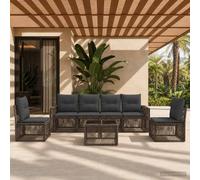 vidaXL Set di divani da giardino, 7 pezzi, grigio e grigio scuro, polyrattan, divano da giardino moderno, resistente alle intemperie, design modulare, mobili da esterno, set da patio, lounge