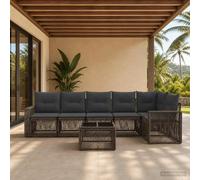 vidaXL Tuinbankenset 7 st Grijs en Donkergrijs poly rattan