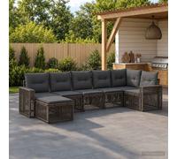 vidaXL Set di divani da giardino, 7 pezzi, grigio e grigio scuro, divano moderno per giardino, mobile modulare resistente alle intemperie, rattan sintetico, cuscini in schiuma, lounge all'aperto