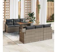 vidaXL Set Divano da Giardino 7 pz Grigio Poly Rattan