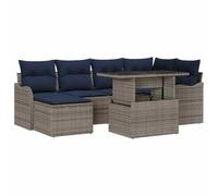vidaXL Set Divano da Giardino 7 pz Grigio Poly Rattan