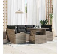 vidaXL Set Divano da Giardino 7 pz Grigio polyrattan