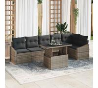 vidaXL Set Divano da Giardino 7 pz Grigio polyrattan