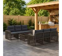 vidaXL Set Divano da Giardino 7 pz Grigio polyrattan