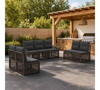 vidaXL Set di divani da giardino, 7 pezzi, grigio rattan sintetico, divano modulare, resistente alle intemperie, mobili da giardino, spazio comodo per rilassarsi all'aria aperta