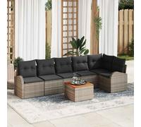 vidaXL Set Divano da Giardino 7 pz Grigio polyrattan