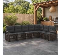 vidaXL Set Divano da Giardino 7 pz Grigio polyrattan