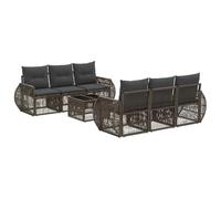 vidaXL Set Divano da Giardino 7 pz Grigio polyrattan
