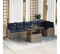 vidaXL Set Divano da Giardino 7 pz Grigio polyrattan