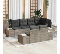 vidaXL Set Divano da Giardino 7 pz Grigio polyrattan