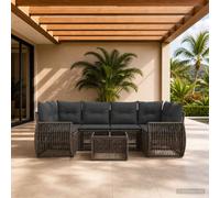 vidaXL Set Divano da Giardino 7 pz Grigio polyrattan