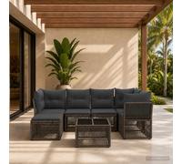 vidaXL Set di divani da giardino, 7 pezzi, grigio rattan sintetico, set di divani modulari per esterni, mobili in rattan, sedie resistenti alle intemperie, lounge regolabile