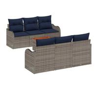 vidaXL Set Divano da Giardino 7 pz Grigio polyrattan | Super comodo, con molti cuscini per rilassarsi, Atmosfera moderna con una finitura in poli rattan figo, Costruito robusto