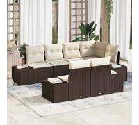 vidaXL Set Divano da Giardino 7 pz Marrone e Crema polyrattan