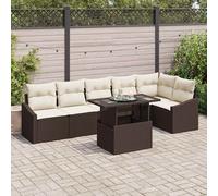 vidaXL Set Divano da Giardino 7 pz Marrone e Crema polyrattan