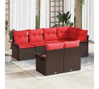 vidaXL Set Divano da Giardino 7 pz Marrone Poly Rattan