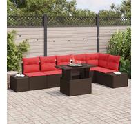 vidaXL Set Divano da Giardino 7 pz Marrone polyrattan | Layout che puoi personalizzare per ogni spazio, Tessuto robusto, ideale per l'esterno, Aggiunge un bel tocco e texture