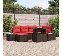 vidaXL Set Divano da Giardino 7 pz Marrone polyrattan