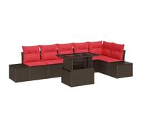 vidaXL Set Divano da Giardino 7 pz Marrone polyrattan