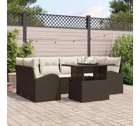 vidaXL Set Divano da Giardino 7 pz Marrone polyrattan
