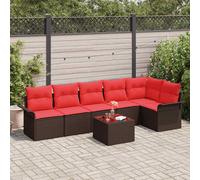 vidaXL Set Divano da Giardino 7 pz Marrone polyrattan