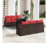 vidaXL Set Divano da Giardino 7 pz Marrone Rattan in Polipropilene