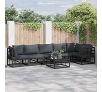 vidaXL Set Divano da Giardino 7 pz Nero Alluminio
