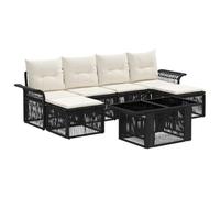 vidaXL Set Divano da Giardino 7 pz Nero e Bianco Crema polyrattan