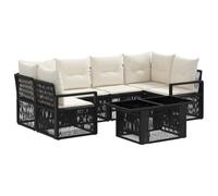 vidaXL Set Divano da Giardino 7 pz Nero e Bianco Crema polyrattan