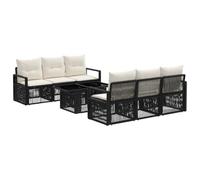 vidaXL Set Divano da Giardino 7 pz Nero e Bianco Crema polyrattan