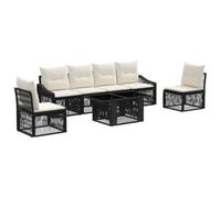 vidaXL Set Divano da Giardino 7 pz Nero e Bianco Crema polyrattan