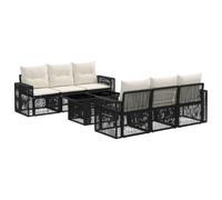 vidaXL Set Divano da Giardino 7 pz Nero e Bianco Crema polyrattan