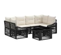vidaXL Set Divano da Giardino 7 pz Nero e Bianco Crema polyrattan