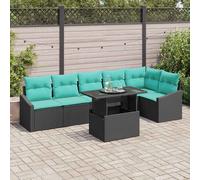 vidaXL Tuin Sofa Set 7 st Zwart en Blauw poly rattan