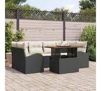 vidaXL Set Divano da Giardino 7 pz Nero e Crema 100 x 55 x 73 cm