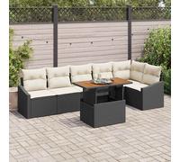 vidaXL Set Divano da Giardino 7 pz Nero e Crema