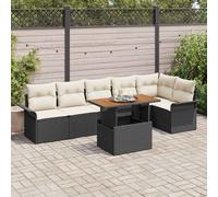 vidaXL Set Divano da Giardino 7 pz Nero e Crema polyrattan