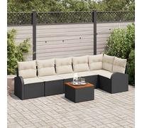 vidaXL Set Divano da Giardino 7 pz Nero e Crema polyrattan
