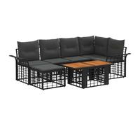 vidaXL Set Divano da Giardino 7 pz Nero e Grigio scuro polyrattan