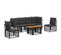 vidaXL Set Divano da Giardino 7 pz Nero e Grigio scuro polyrattan