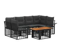vidaXL Set Divano da Giardino 7 pz Nero e Grigio scuro polyrattan