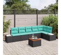 vidaXL Set Divano da Giardino 7 pz Nero e turchese