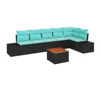 vidaXL Set Divano da Giardino 7 pz Nero e turchese | Facile da cambiare per diverse configurazioni, Fatti per stare all'aperto, Cuscini in schiuma morbida per il massimo relax