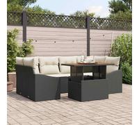 vidaXL Set Divano da Giardino 7 pz Nero Poly Rattan